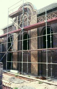 Synagoge, Restaurierung, Baugerüst, Foto Verein für Geschichte